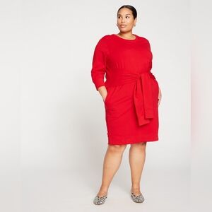 Universal Standard Small Sweatshirt-Wrap Terry Red Dress, Size S / 14-16
